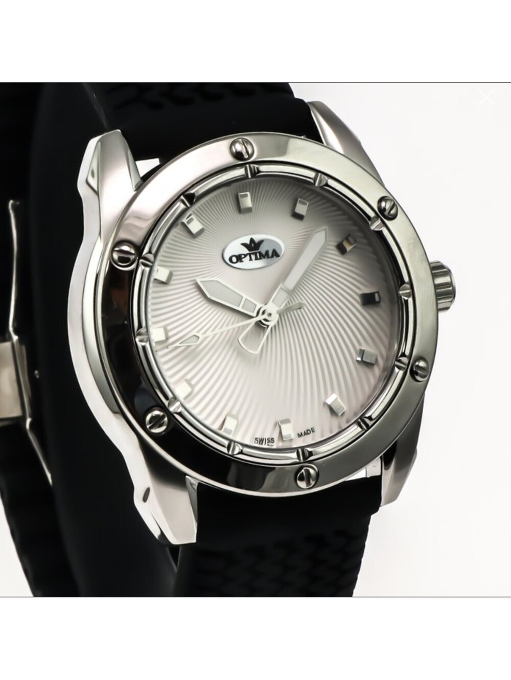 Optima Swiss Watch 40.5mm White Stainless Steel Quartz 5ATM